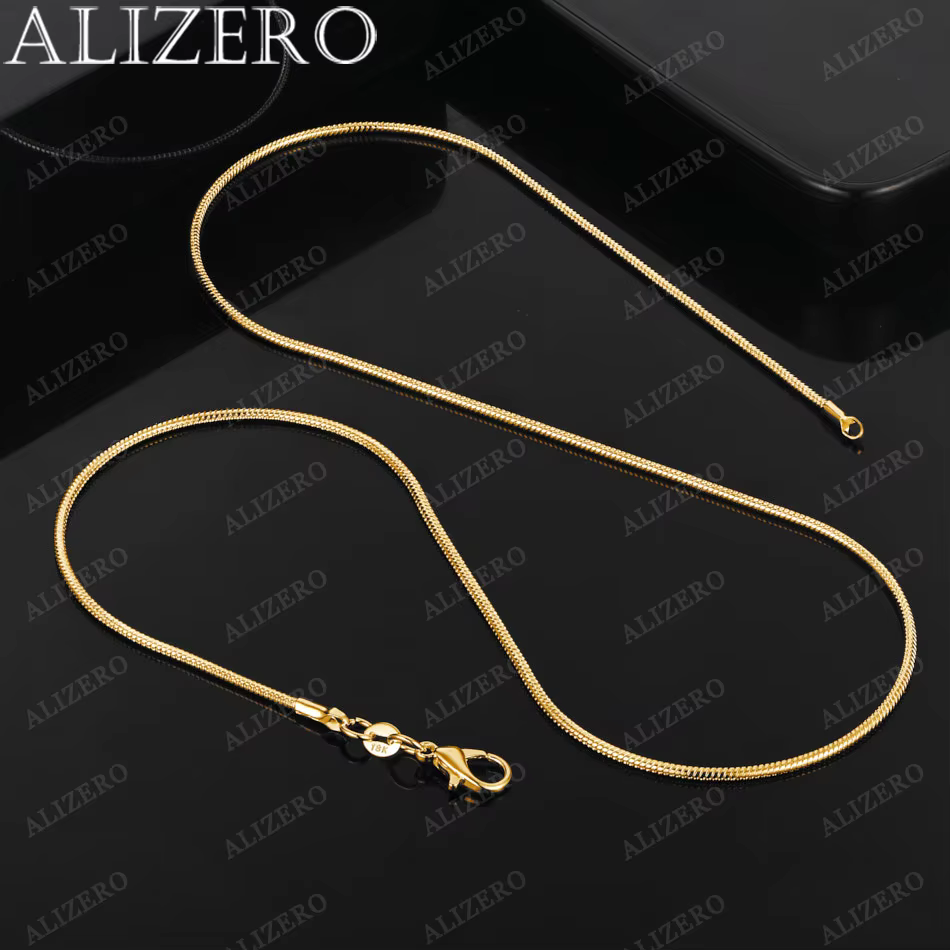 ALIZERO 18K Gold 2mm Snake Chain Necklaces 16/18/20/22/24/26/28/30 Inches Women Men Fashion Fine Jewelrys Gifts - AliExpress 36